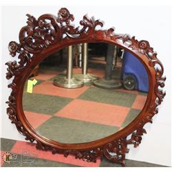 35) ORNATE WOOD CARVED MIRROR 33"X35"