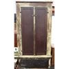 Image 1 : ANTIQUE WOOD WARDROBE WITH ALL ORIGINAL HARDWARE.