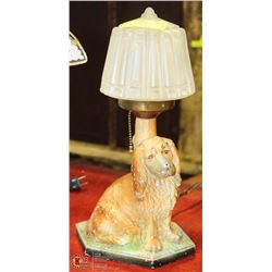ANTIQUE CAST IRON DOG LAMP WORKING BUT NEEDS