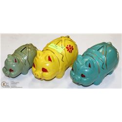 3 VINTAGE PIGGY BANKS