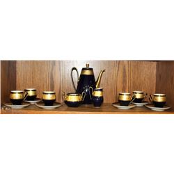 REAL COBALT ATZGOLD 16 PC TEA SET, MADE IN GERMANY