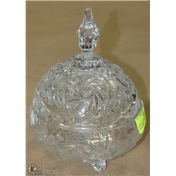 PINWHEEL CRYSTAL FOOTED CANDY DISH