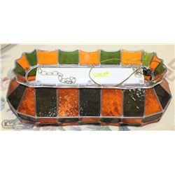 LEADED STAINED STYLE GLASS POOL TABLE HANGING LAMP