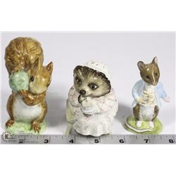 LOT OF 3 BEATRIX POTTER'S FIGURINES