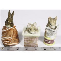 LOT OF 3 BEATRIX POTTER'S FIGURINES