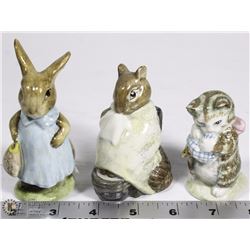 LOT OF 3 BEATRIX POTTER'S FIGURINES