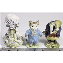 LOT OF 3 BEATRIX POTTER'S FIGURINES
