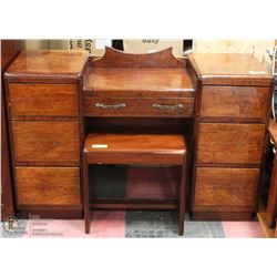 ESTATE VINTAGE WOOD VANITY 48"X16"X30"H