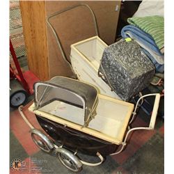 PAIR OF ANTIQUE DOLL CARRIAGES AS IS