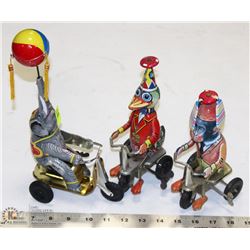 GROUP OF 3 ANTIQUE METAL WINDUP TOYS