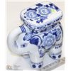 Image 1 : BLUE & WHITE ELEPHANT PLANT STAND