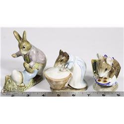 LOT OF 3 BEATRIX POTTER'S FIGURINES