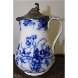 ANTIQUE WINDSOR FLOWERS BLUE JUG