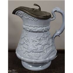 ANTIQUE RIDGWAY BLUE JUG, TOM 'O' SHANTER IMPRESSE