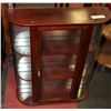 Image 1 : WALL MOUNT WOOD & CURVED GLASS CABINET CHERRY