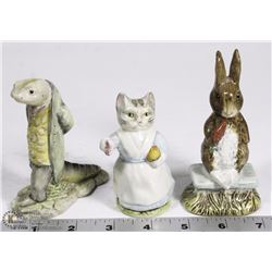 LOT OF 3 BEATRIX POTTER'S FIGURINES