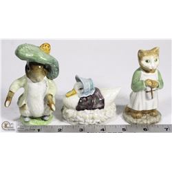 LOT OF 3 BEATRIX POTTER'S FIGURINES
