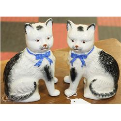PAIR OF VICTORIAN STAFFORDSHIRE POTTY SEATED CATS