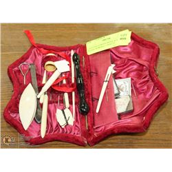 LATE VICTORIAN BONE & SILVER PLATE SEWING / CRAFTS