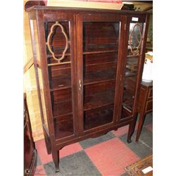 DARK WOOD & GLASS CHINA CABINET 39X13X60