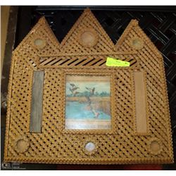 ANTIQUE TRAMP ART PICTURE FRAME