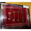 Image 1 : FRAMED DISPLAY OF 4 ANTIQUE KEYS