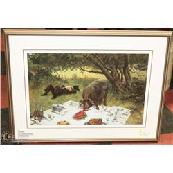 PIGS PICNIC SIGNED MATTED FRAMED PRINT WILLIAM