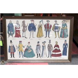 VINTAGE FABRIC MID VICTORIAN PICTURE FRAMED