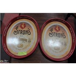 A PAIR OF METAL STROH'S BOHEMIAN BEER TRAYS