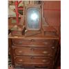 Image 1 : ANTIQUE WOOD 3 DRAWER DRESSER W/ MIRROR