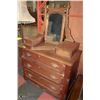 Image 2 : ANTIQUE WOOD 3 DRAWER DRESSER W/ MIRROR