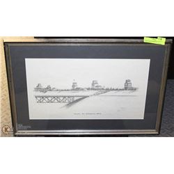 14X50 E.YOUNG PENCIL SKETCH OF FORT SASKATCHEWAN