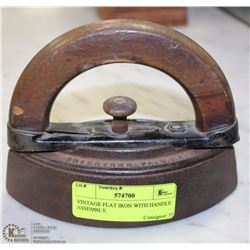 VINTAGE FLAT IRON WITH HANDLE ASSEMBLY.
