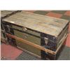 Image 1 : VINTAGE TRUNK WITH ORIGINAL LEATHER HANDLES