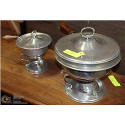 LOT OF 2 VINTAGE PEWTER CHAFING POTS.