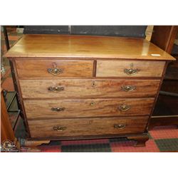 CARVED SOLID WOOD 5 DRAWER DRESSER WITH KEY LOCKS