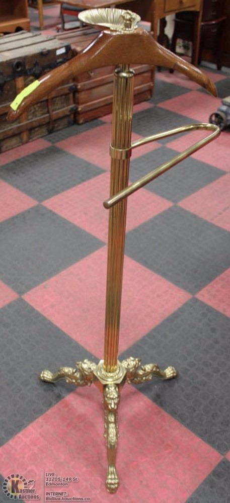 VINTAGE BRASS GENTLEMANS VALET BUTLER STAND