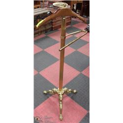 VINTAGE BRASS GENTLEMANS VALET BUTLER STAND ,