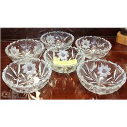 LOT OF 6 SMALL CRYSTAL CANDY BOWLS.