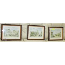 3 VINTAGE FRAMED PRINTS EUROPE