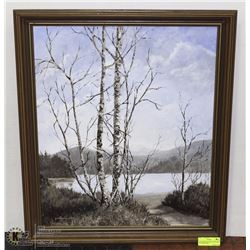 BLUE BIRCHES ACRYLIC ON BOARD BY PAULINE PIKE