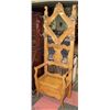 Image 1 : ANTIQUE SOLID OAK HALL TREE 27"X16"X70"HIGH