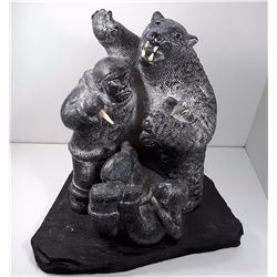 #17 - WOLF ORIGINAL INUIT SOAPSTONE CARVING