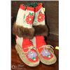 Image 1 : NATIVE BEADED MUKLUKS TRIM ON ONE NEEDS RE SEWING