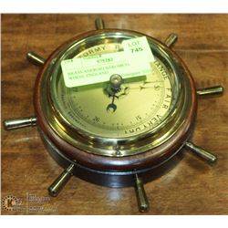 BRASS ANEROID BAROMETER SHIP WHEEL ENGLAND.