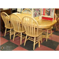 SOLID MAPLE TABLE WITH 6 ARROW BACK CHAIRS