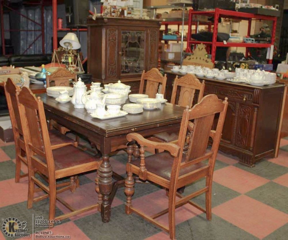 Antique Solid Oak Krug Bros Co Ltd Dining Set Incl
