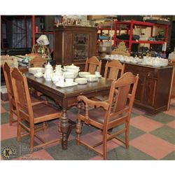 ANTIQUE SOLID OAK KRUG BROS CO LTD DINING SET INCL