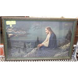 ANTIQUE JESUS CHRIST PICTURE IN FRAME