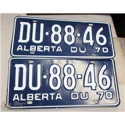 PAIR OF UNUSED 1970 ALBERTA  LICENSE PLATES